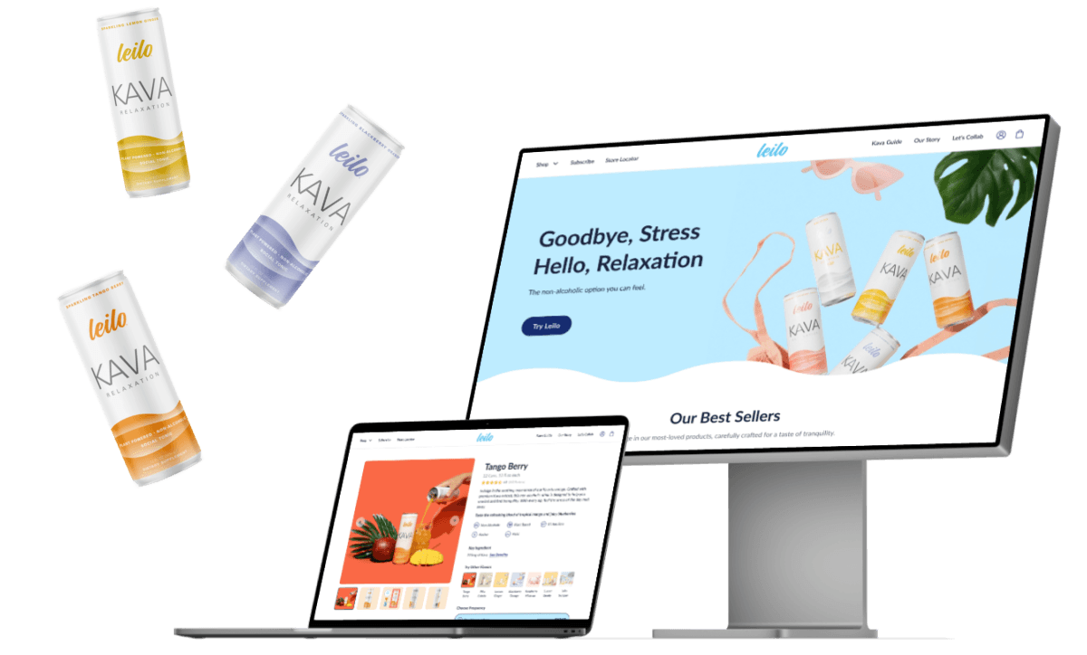 Leilo e-commerce desktop and mobile designs