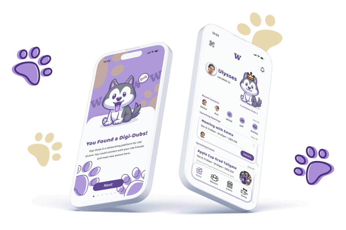 Digi-Dubs mobile app with a digital husky