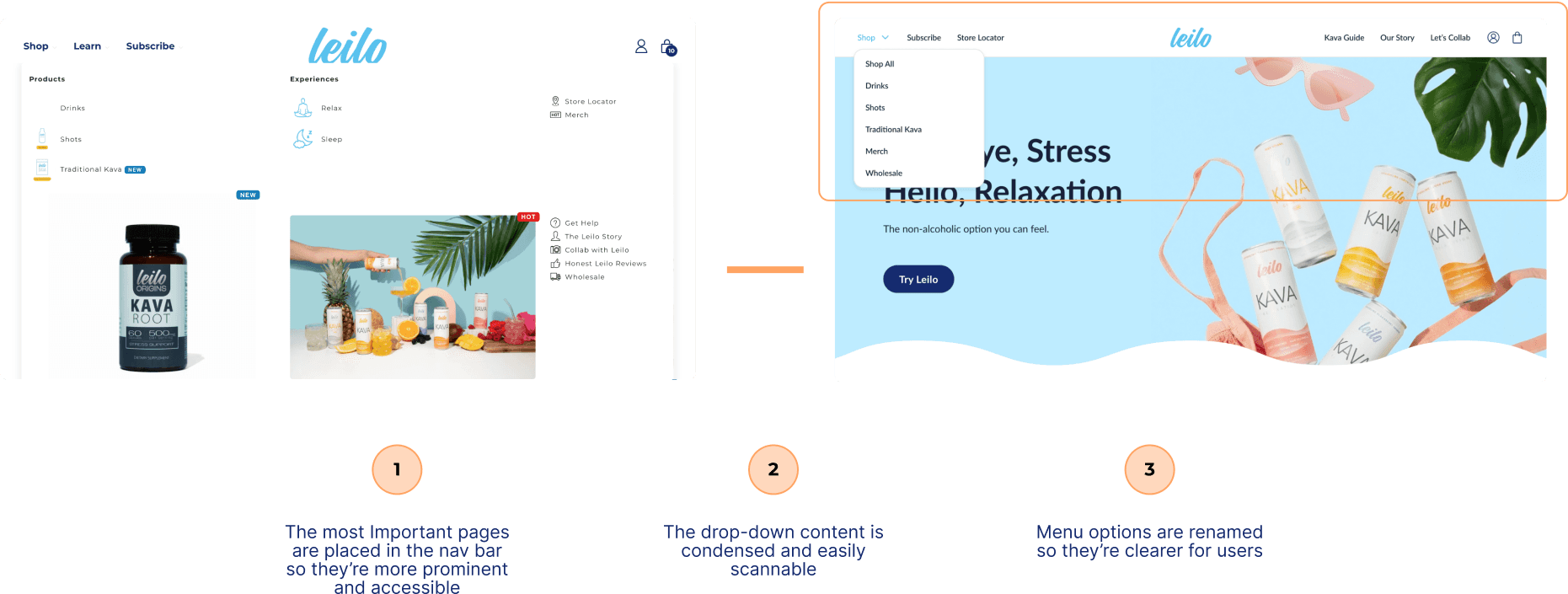 Navigation before and after